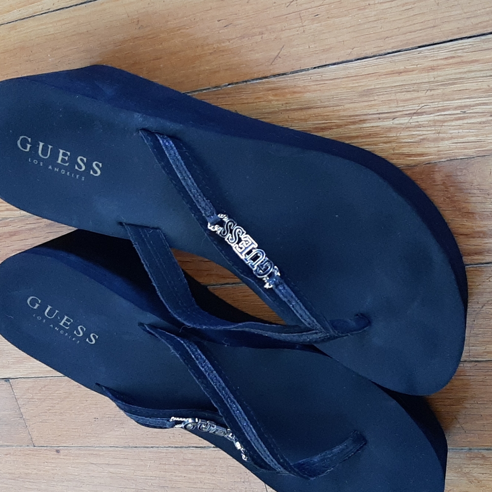 Black Guess Sandals with silver accent Sparkle strap womens size 10